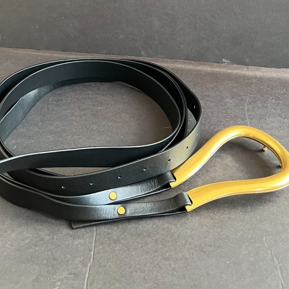 Bottega Veneta double-strap leather belt IN 100%  BLACK CALF LEATHER main image 9